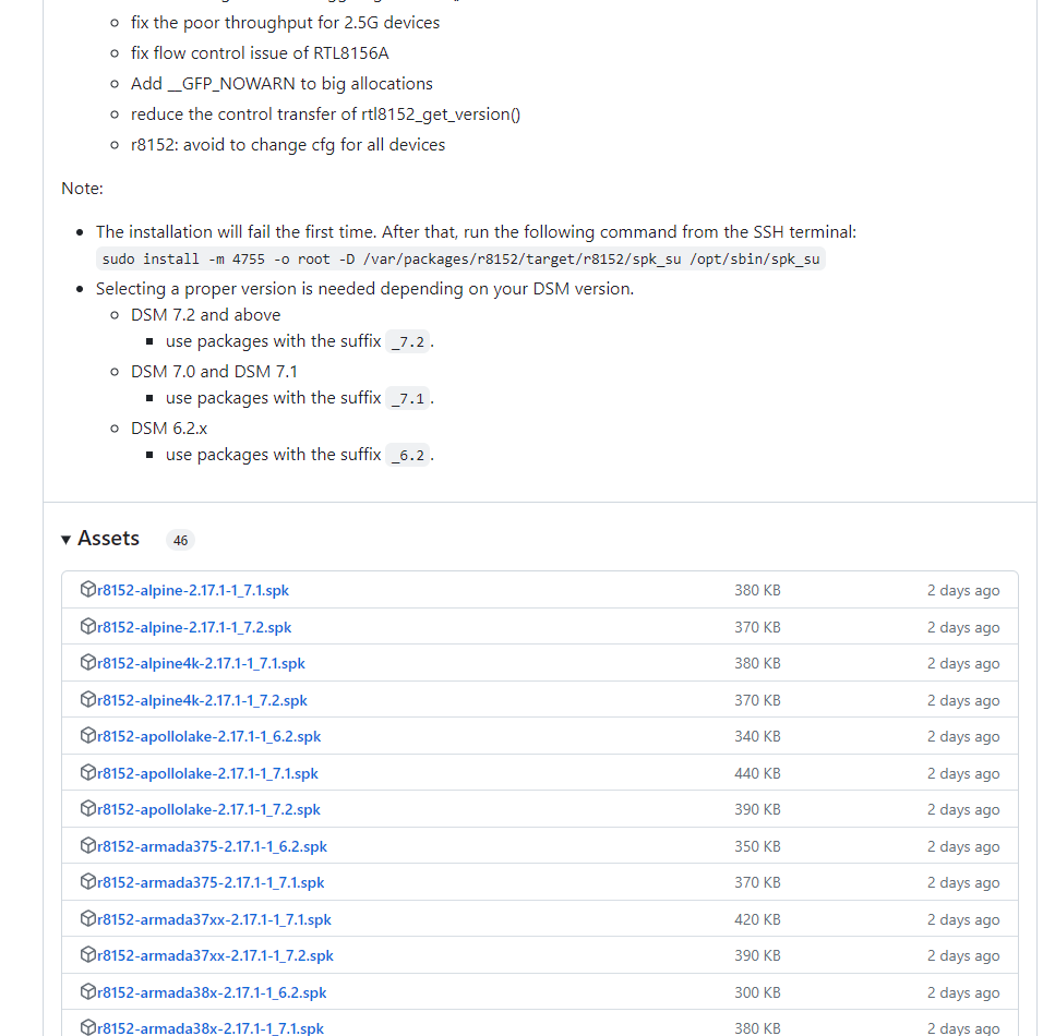 群晖DSM7.x安装USB 2.5g网卡驱动SSH命令详细方法
